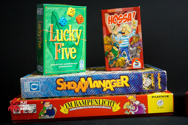 Board Game Bundle 7 Games Lucky Five, Show Manager, Hossa!, Im Rampenlicht, Maya